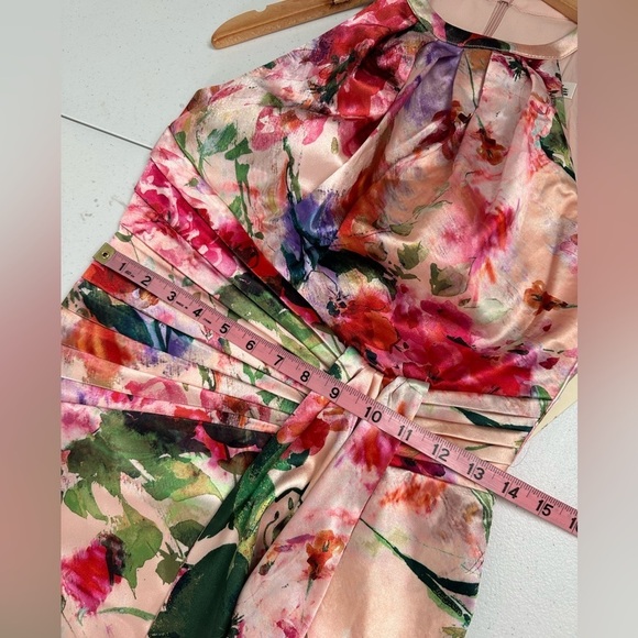 NWT Eliza J. Pleated Floral Drape Halter Sheath Dress - Picture 7 of 12